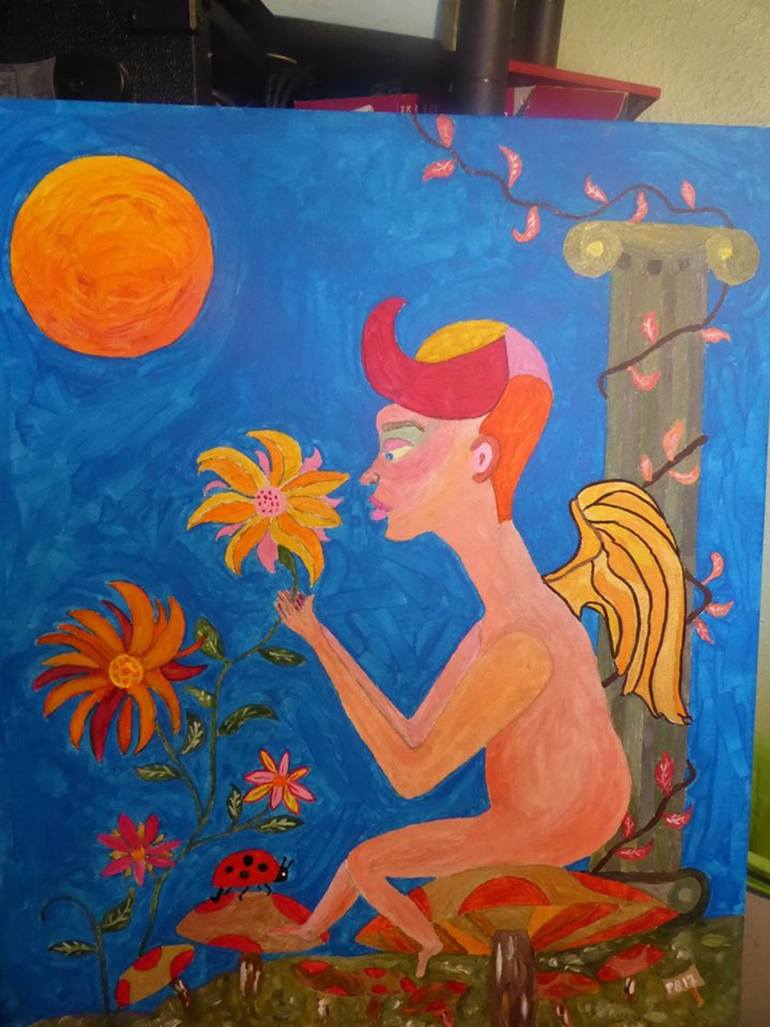 770x1027 Saatchi Art Cherub Painting By Peter Saville Bradshaw - Cherub Painting