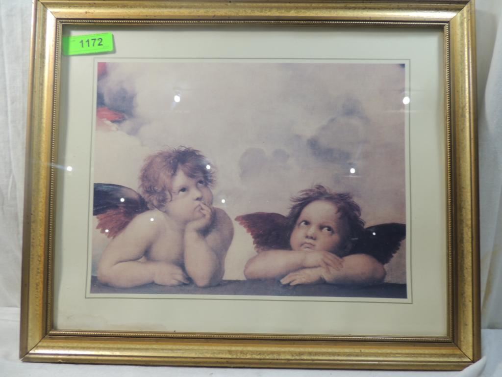 1024x768 Michelangelo Cherub Painting Framed - Cherub Painting Michelangelo