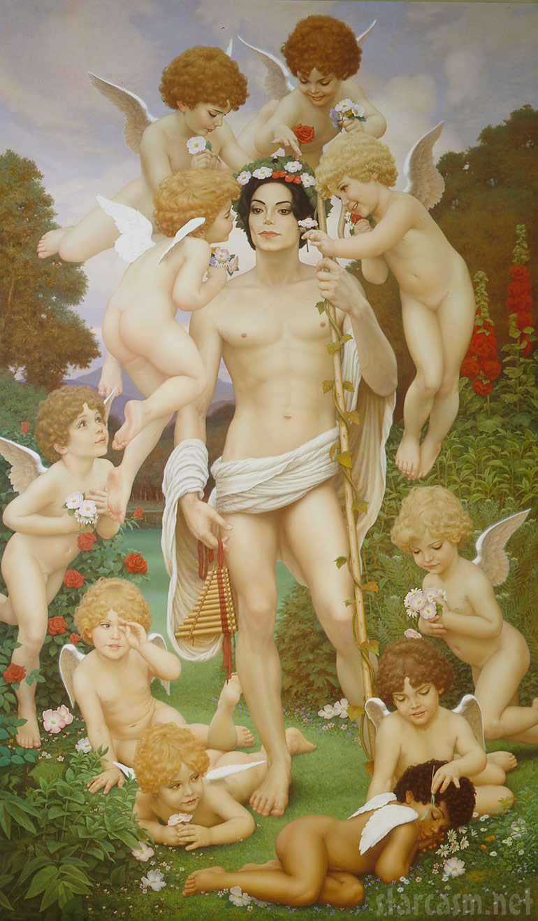 770x1316 Photos Paintings Commissioned By Michael Jackson From Artist David - Cherub Painting Michelangelo