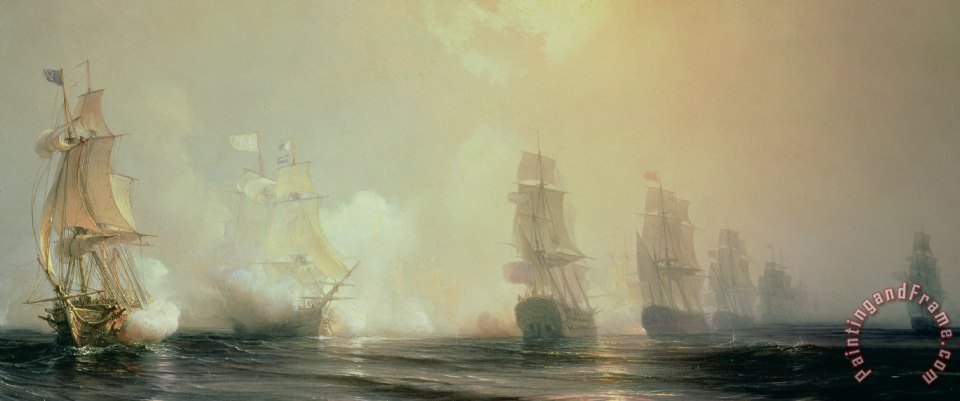 960x401 Jean Antoine Theodore Gudin Naval Battle In Chesapeake Bay - Chesapeake Bay Painting