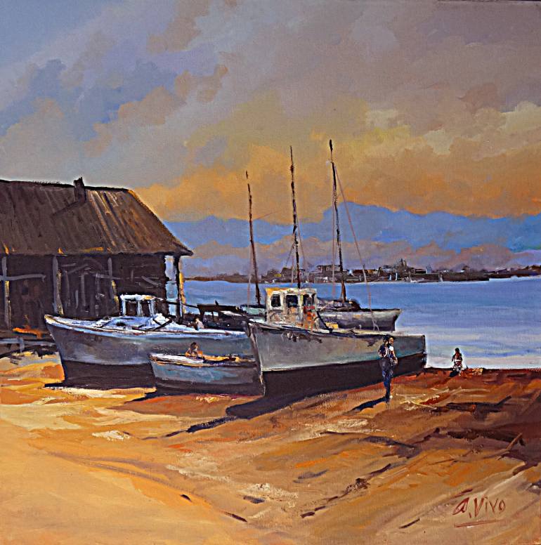 770x776 Saatchi Art 4180 Dique Seco En Chesapeake Bay Painting By Andres Vivo - Chesapeake Bay Painting