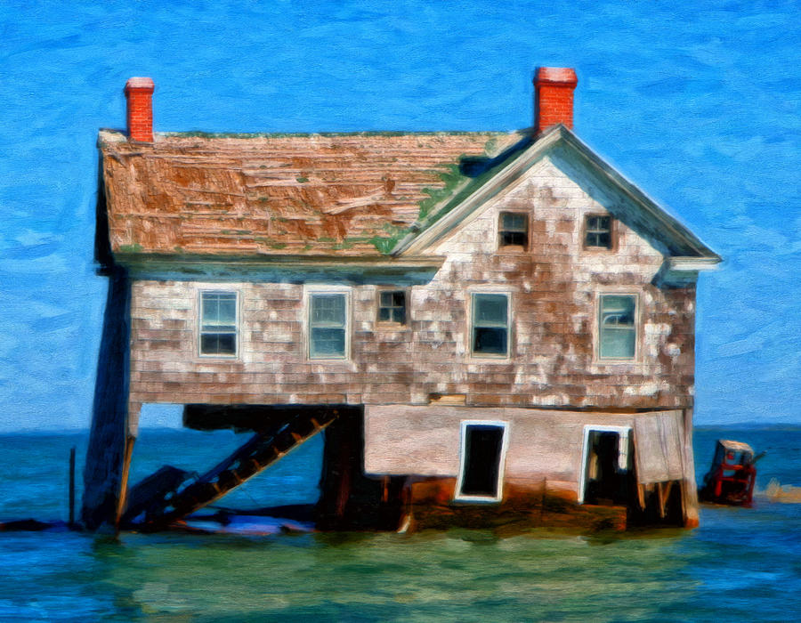 900x700 The Last House On Holland Island Painting By Michael Pickett - Chesapeake Bay Painting