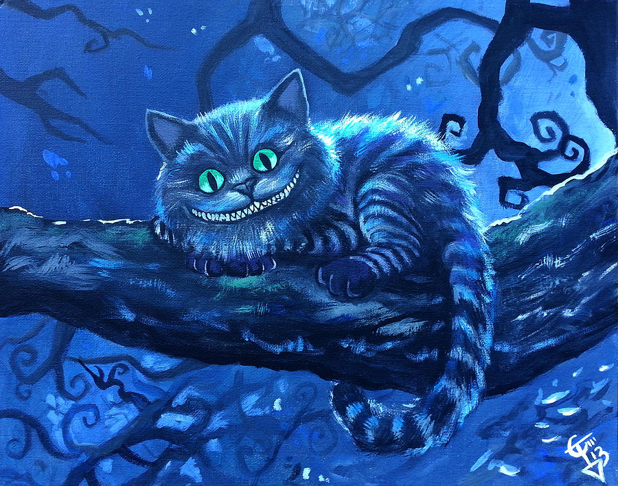 900x707 Cheshire Cat Painting By Tom Carlton - Cheshire Cat Painting