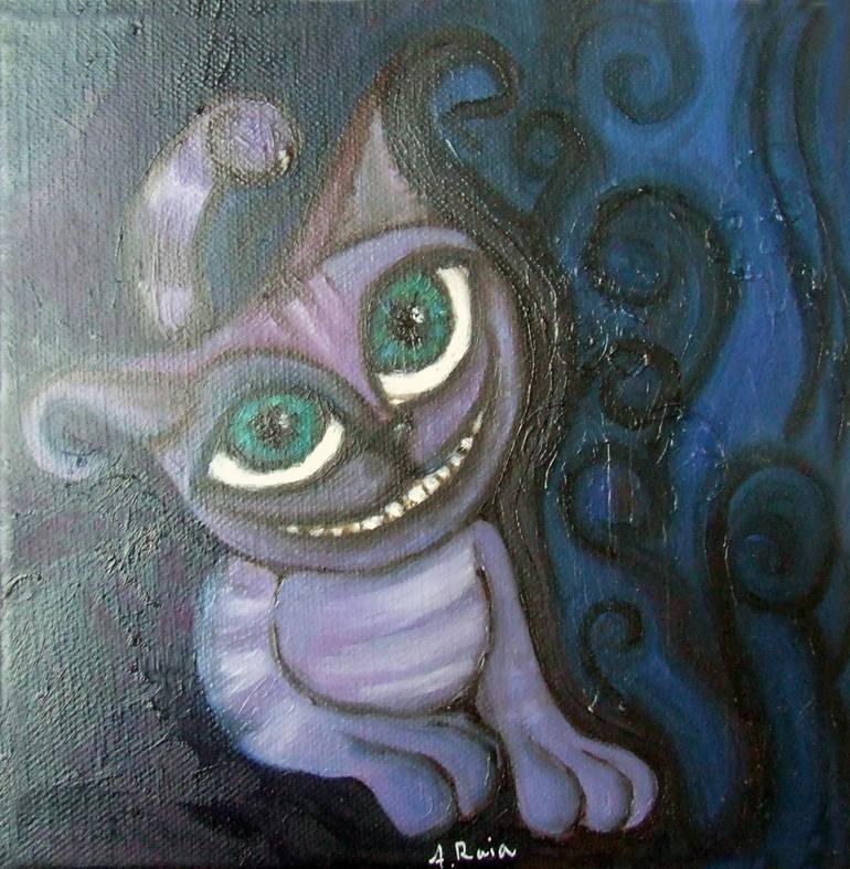 770x787 Saatchi Art The Cheshire Cat Painting By Angela Raia - Cheshire Cat Painting
