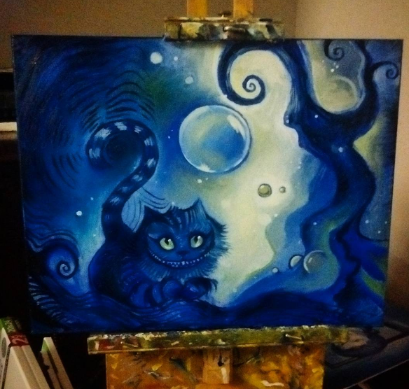 584x556 Cheshire Cat In Oil Painting - Cheshire Cat Painting