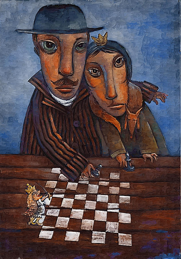 630x900 Chess Game Painting By Frida Kaas - Chess Game Painting