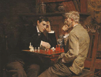 334x256 Julian Rossi Ashton (1851 1942) The Chess Game Christie'S - Chess Game Painting