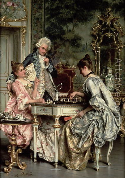 423x600 The Game Of Chess Reproduction By Arturo Ricci - Chess Game Painting