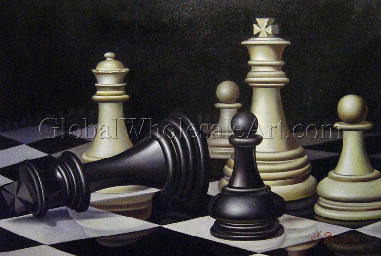 782x525 A Chess Match - Chess Painting
