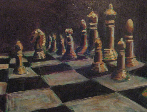 500x381 How Art Thou Oil Painting Chess - Chess Painting