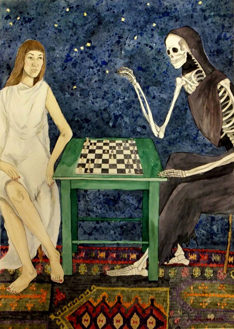 770x1082 Saatchi Art Chess With Death Painting By Monika - Chess Painting