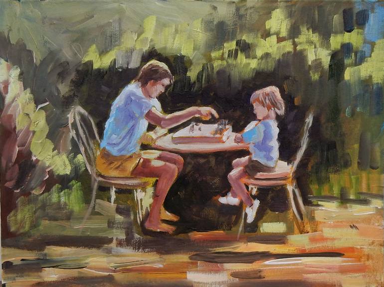 770x576 Saatchi Art Playing Chess. Painting By Vita Schagen - Chess Painting