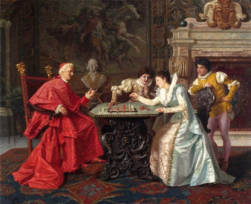 800x651 Cardinal - Chess Painting