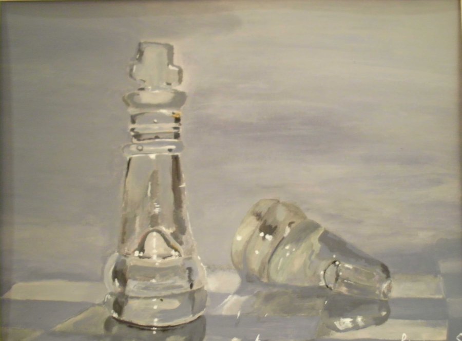 900x665 Chess Pieces Painting By Spirkie - Chess Piece Painting
