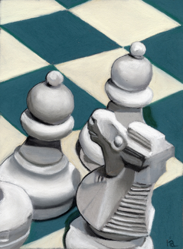 360x488 Knight Moves Chess Piece Painting Ria Hills - Chess Piece Painting