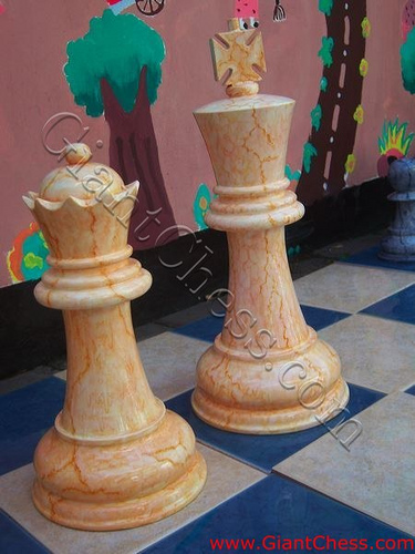 375x500 Queen And King Chess In Marble Paint - Chess Piece Painting
