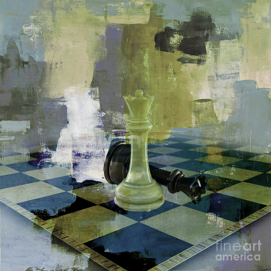 900x900 Chess Board 01 Painting By Gull G - Chess Piece Painting