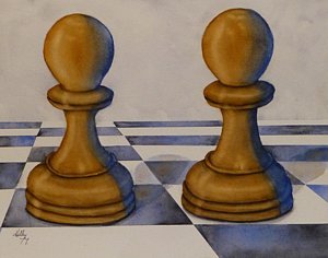 300x236 Chess Board Paintings - Chess Piece Painting