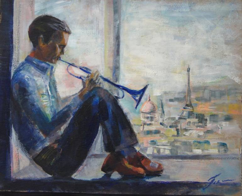 770x624 Saatchi Art Chet Baker Painting By Nata Polyanichko - Chet Baker Painting