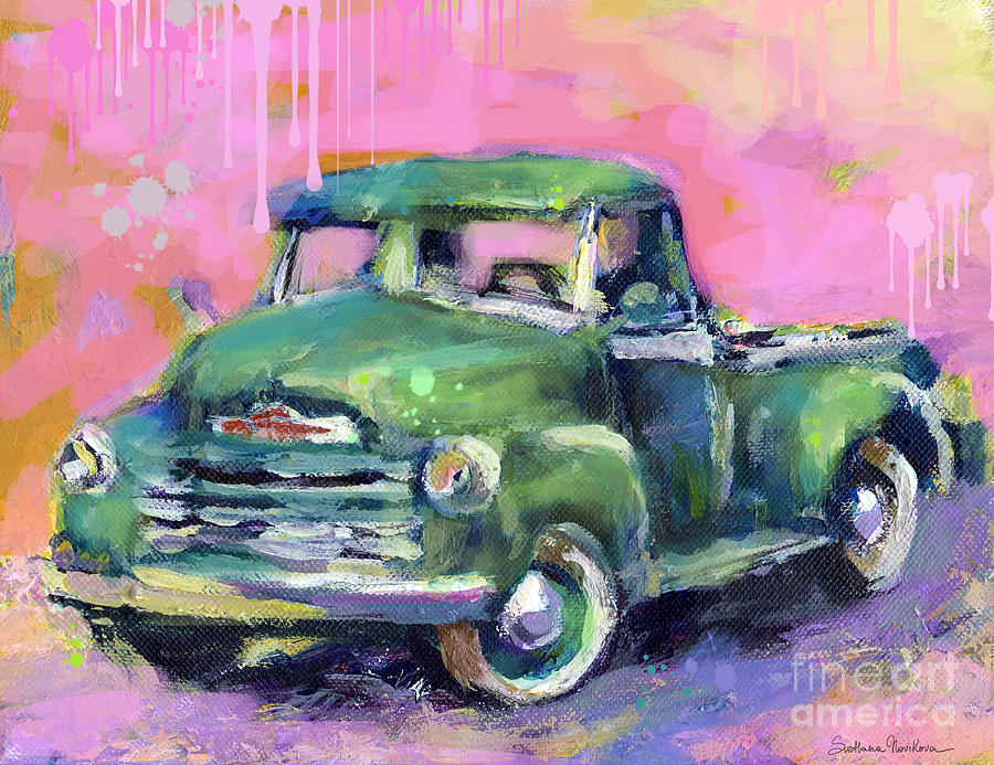 900x693 Old Chevy Chevrolet Pickup Truck On A Street Painting By Svetlana - Chevy Truck Painting