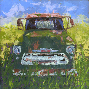 300x300 Original Painting Green And Out Abandoned Chevy Truck 12 X 12 - Chevy Truck Painting