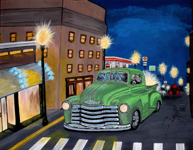 770x599 Saatchi Art Green Chevy Truck Painting By Nina Thompson - Chevy Truck Painting