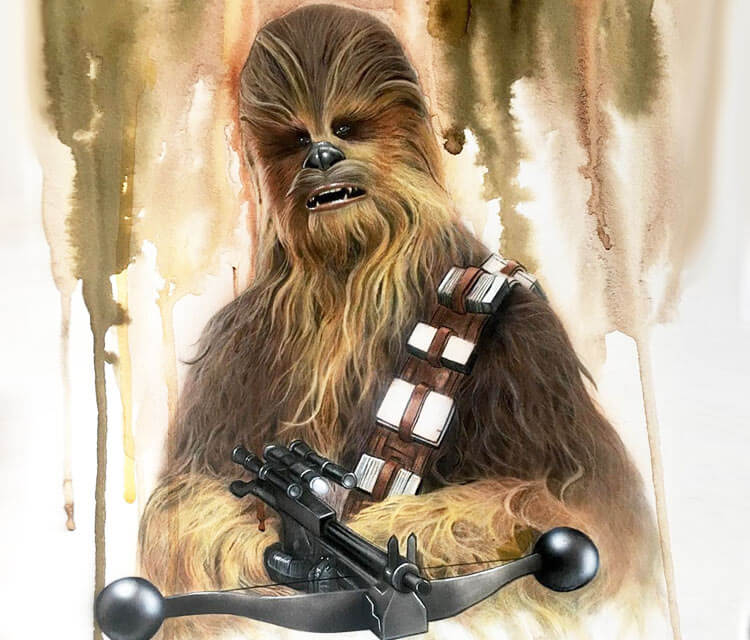 750x640 Chewbacca Watercolor Painting By Jonathan Knight Art No. 3242 - Chewbacca Painting