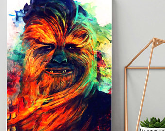340x270 Dripping R2d2 Painting Small To Any Size Star Wars Art Print - Chewbacca Painting