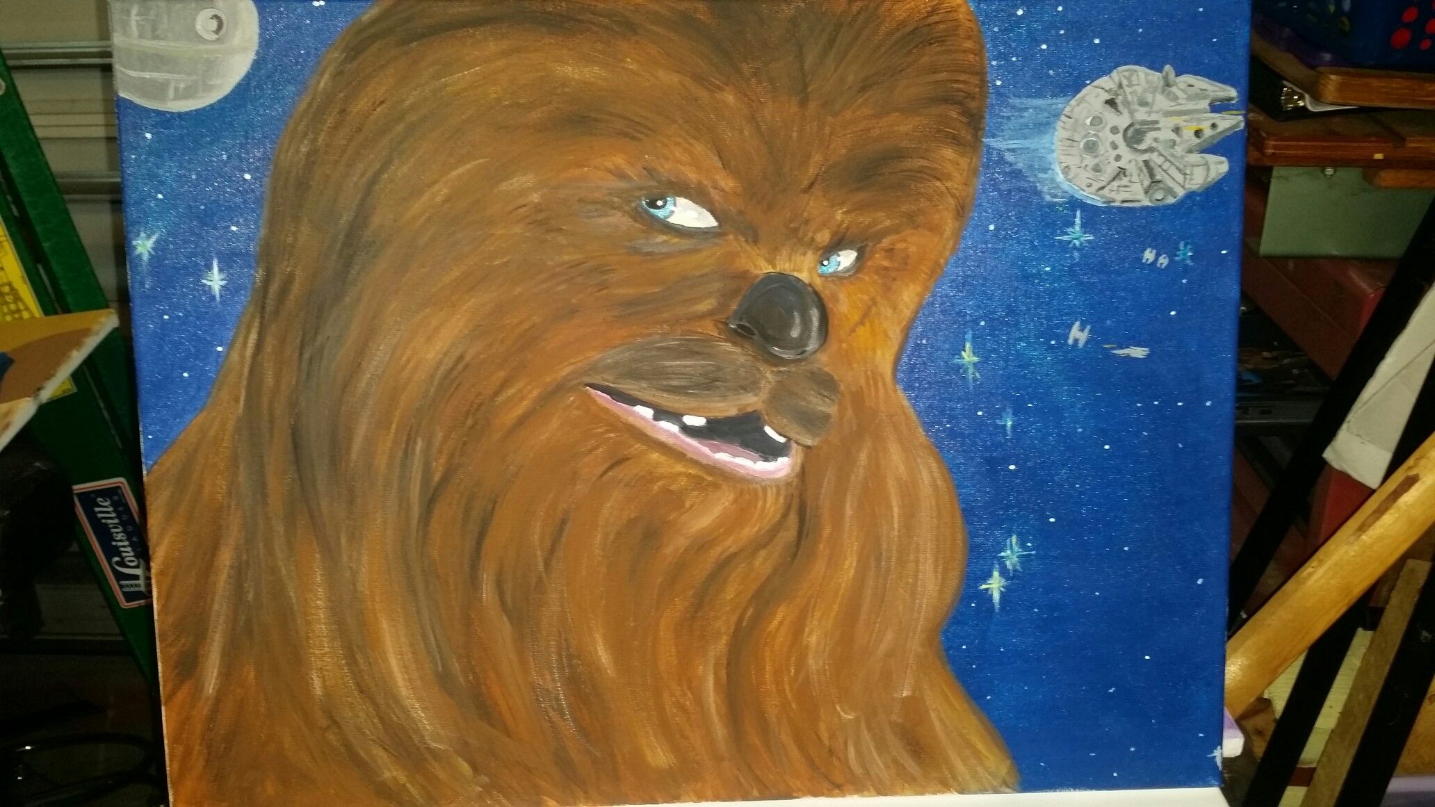 2064x1161 My Daughter Wanted A Chewbacca Painting For Christmas With Space - Chewbacca Painting
