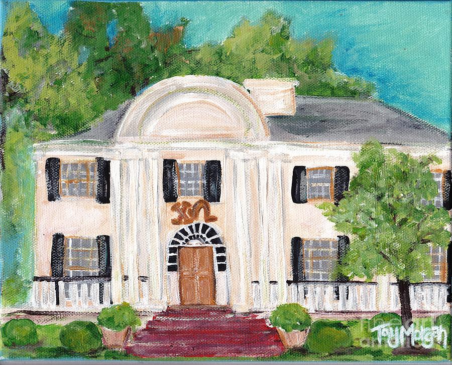 900x728 Chi Omega House At Ole Miss Painting By Tay Morgan - Chi Omega Painting