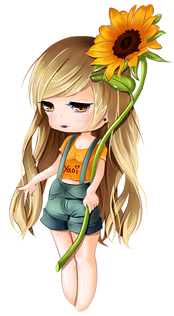 354x642 Digital Painting] Sunflower Chibi By Decidiuouss - Chibi Painting
