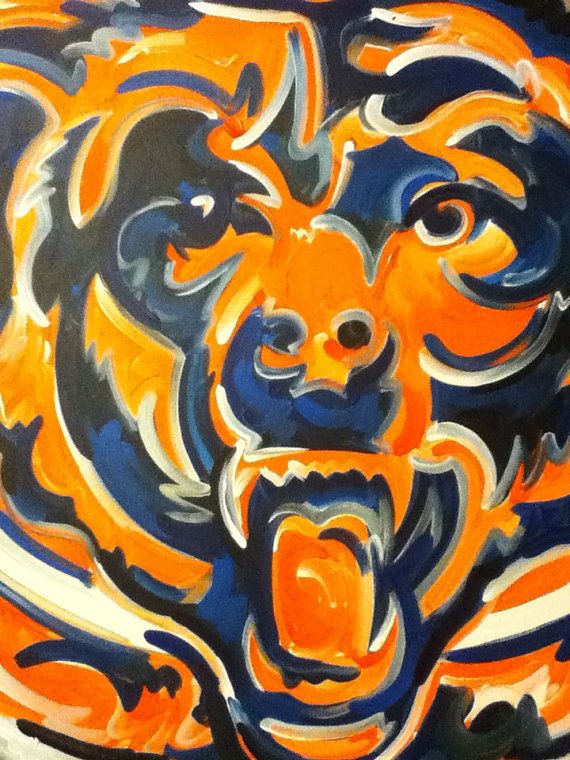 570x760 Chicago Bears Painting By Justin Patten Sports Art Football - Chicago Bears Painting