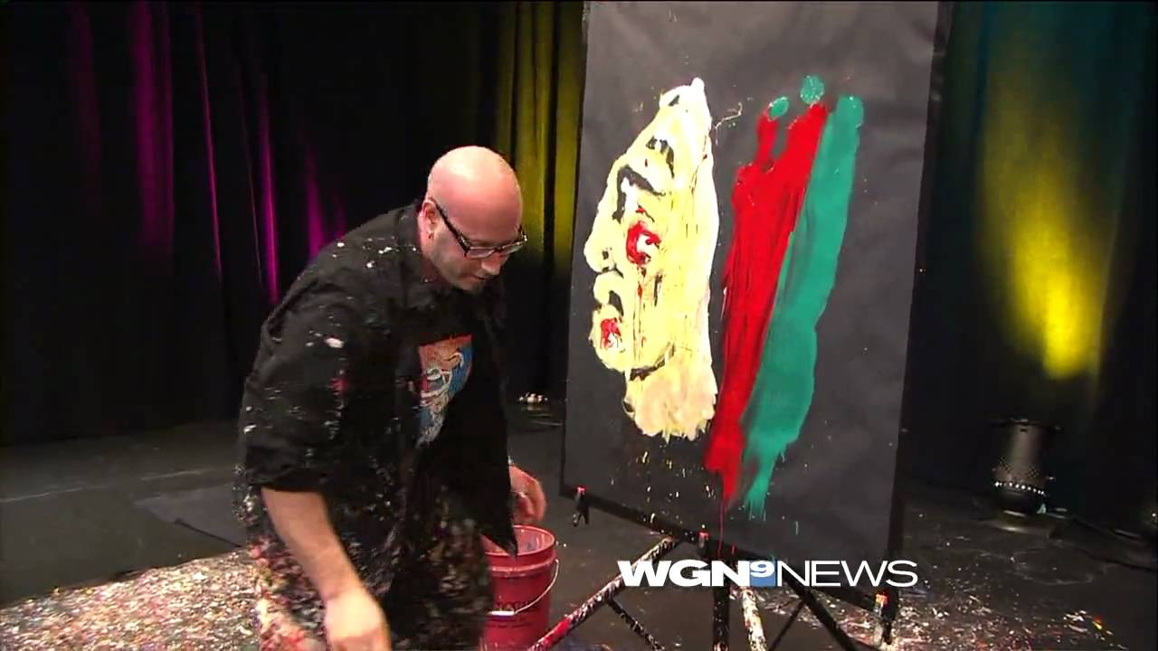 1280x720 Guy Fast Paints Chicago Blackhawks Logo In Minutes On Live Tv - Chicago Blackhawks Painting
