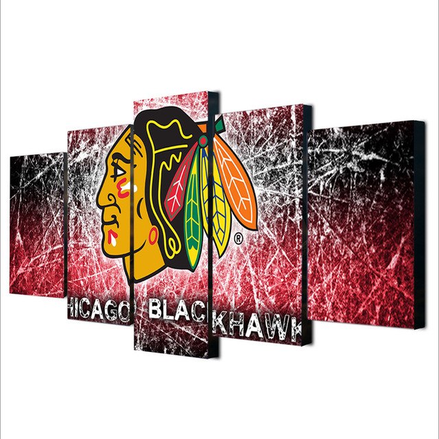 640x640 Unframed 5 Pieces Modern Ice Hockey Art Wall Painting Chicago - Chicago Blackhawks Painting