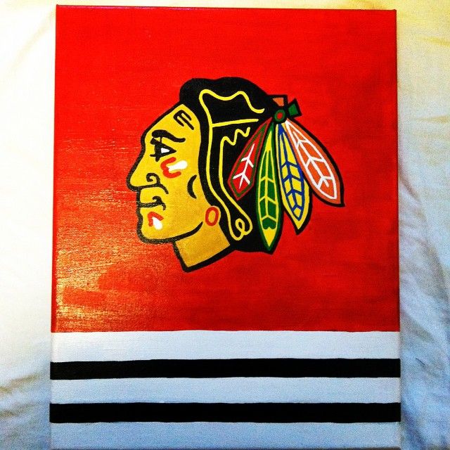 640x640 Hand Painted Blackhawks Canvas By Danielle Stortz Crafty - Chicago Blackhawks Painting
