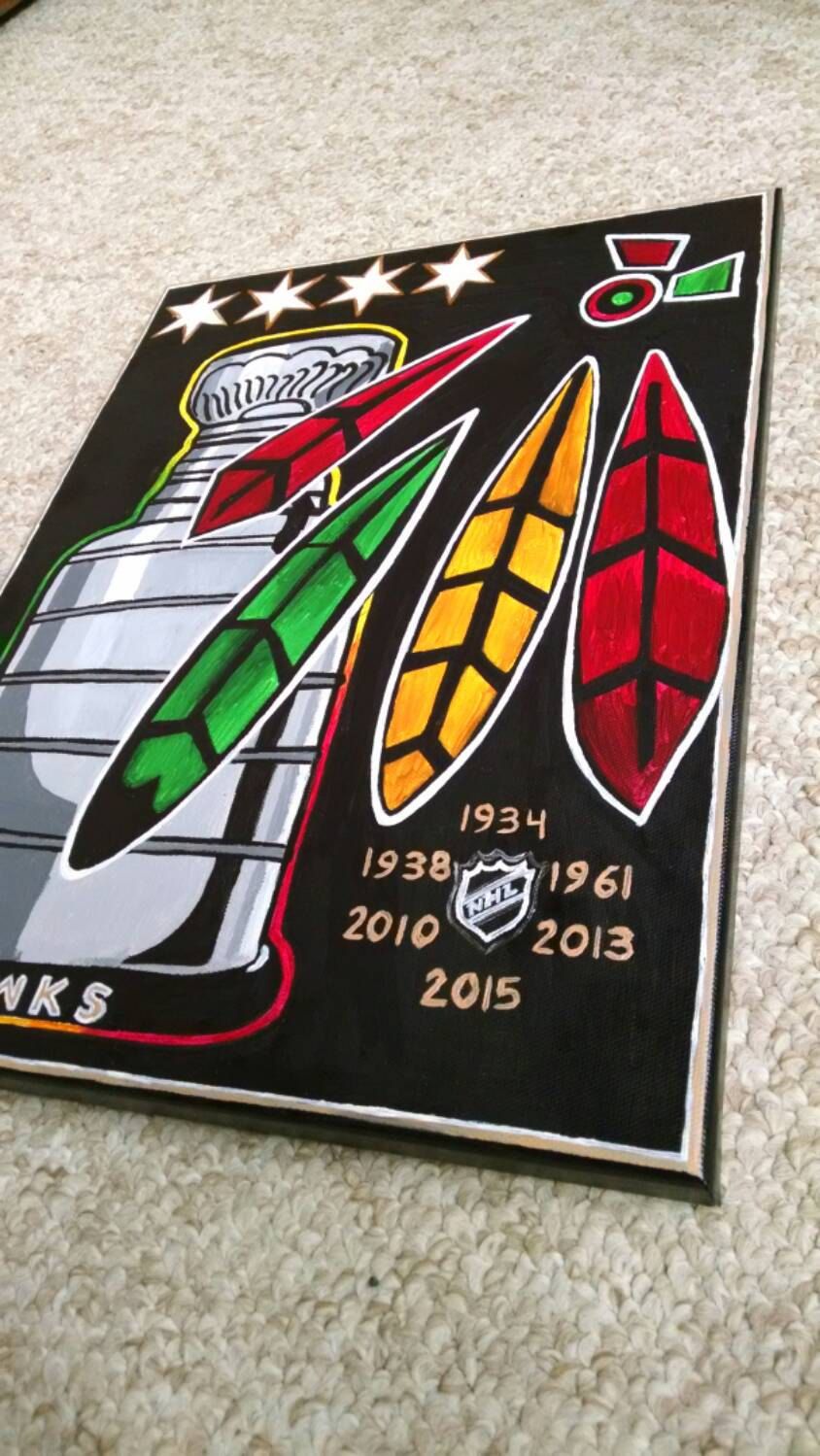844x1499 Chicago Blackhawks 12x16 Painted Canvas - Chicago Blackhawks Painting