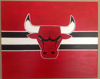 340x270 Bulls Canvas Etsy - Chicago Bulls Painting