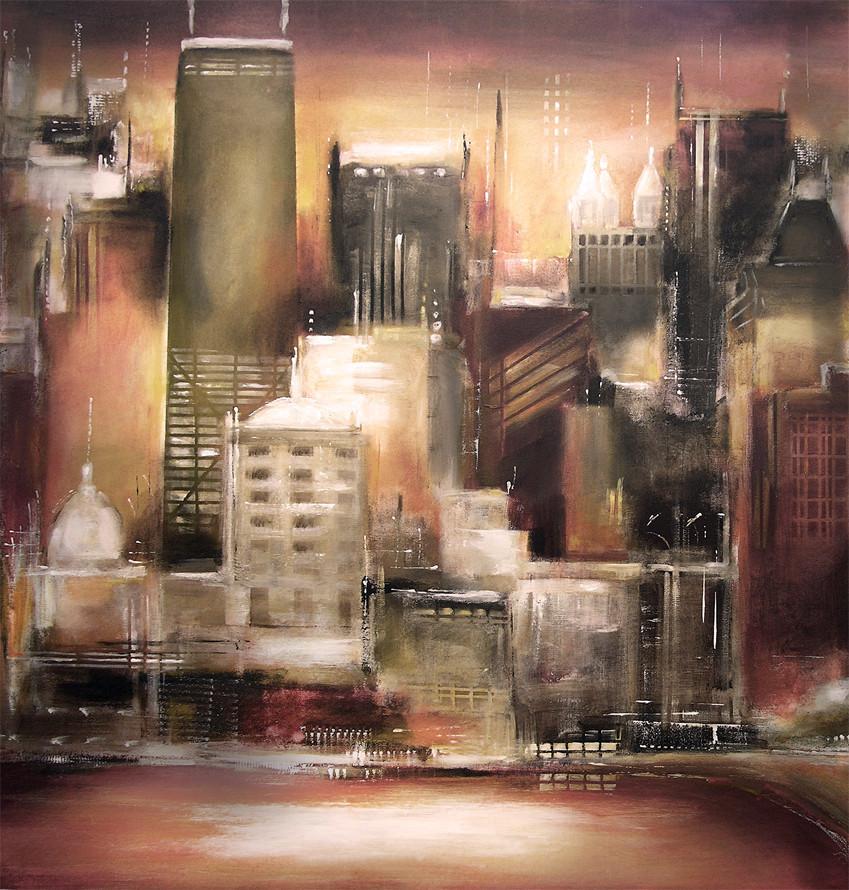 849x890 Chicago Skyline Canvas Art Print - Chicago Canvas Painting