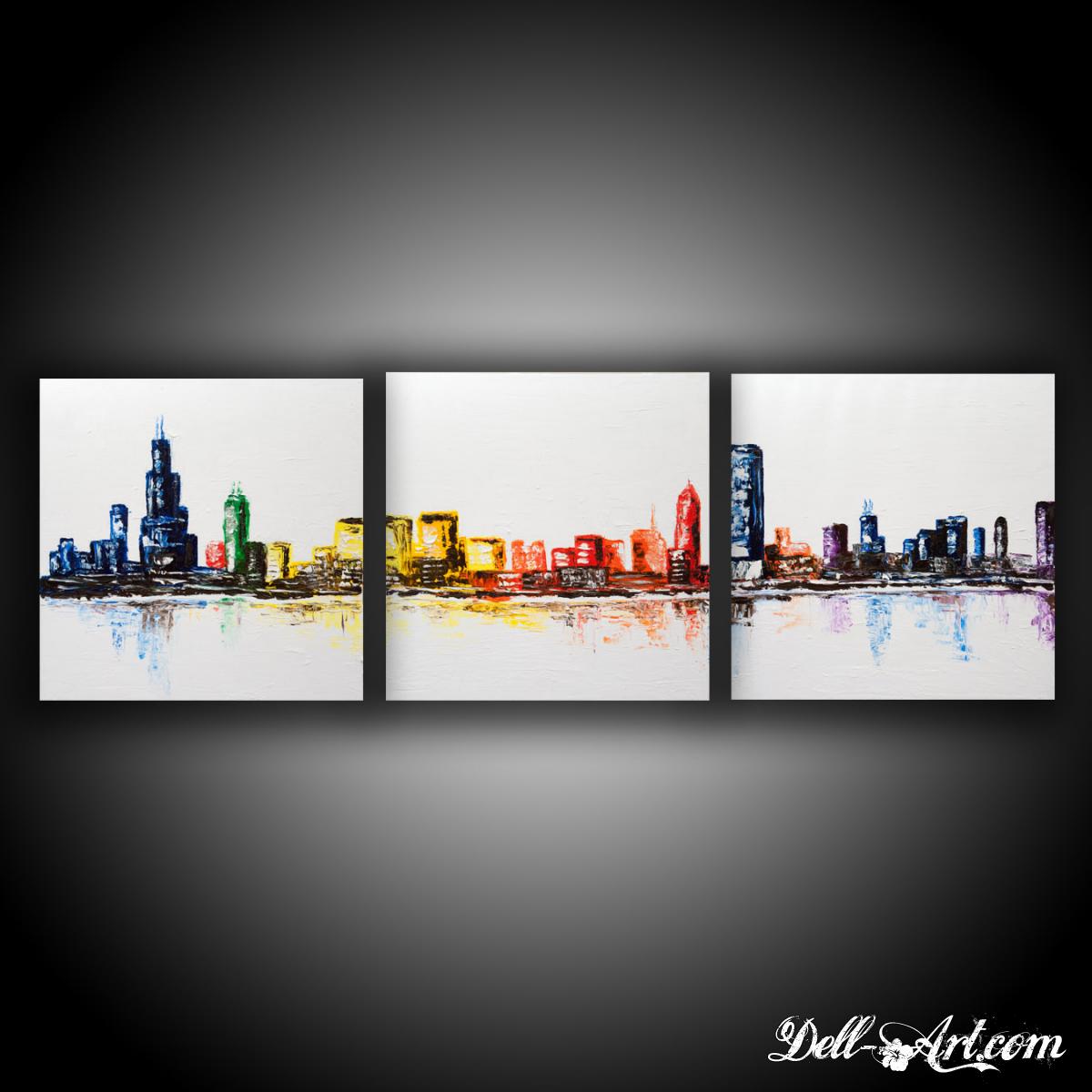 1200x1200 Chicago Three Canvas Skyline Dell Art Online Store Powered By - Chicago Canvas Painting