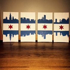 236x236 Chicago Skyline Flag Canvas Diy Diy Chicago - Chicago Canvas Painting