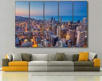 340x270 Chicago Wall Art Etsy - Chicago Canvas Painting