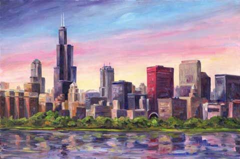 480x318 Chicago Illustrations Amp Paintings Chicago, Skyline - Chicago Cityscape Painting