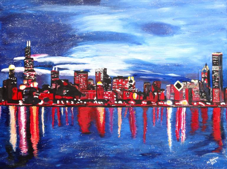 770x573 Saatchi Art Chicago Skyline - Chicago Cityscape Painting