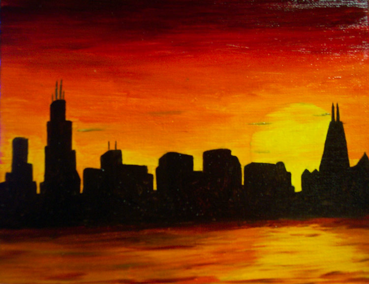 750x577 Vip Paints Byob Painting And Wine Painting Classes Private - Chicago Cityscape Painting