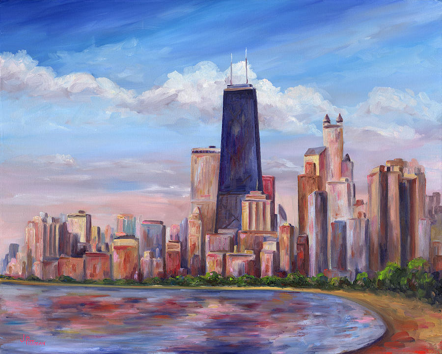 900x720 Chicago Skyline - Chicago Cityscape Painting