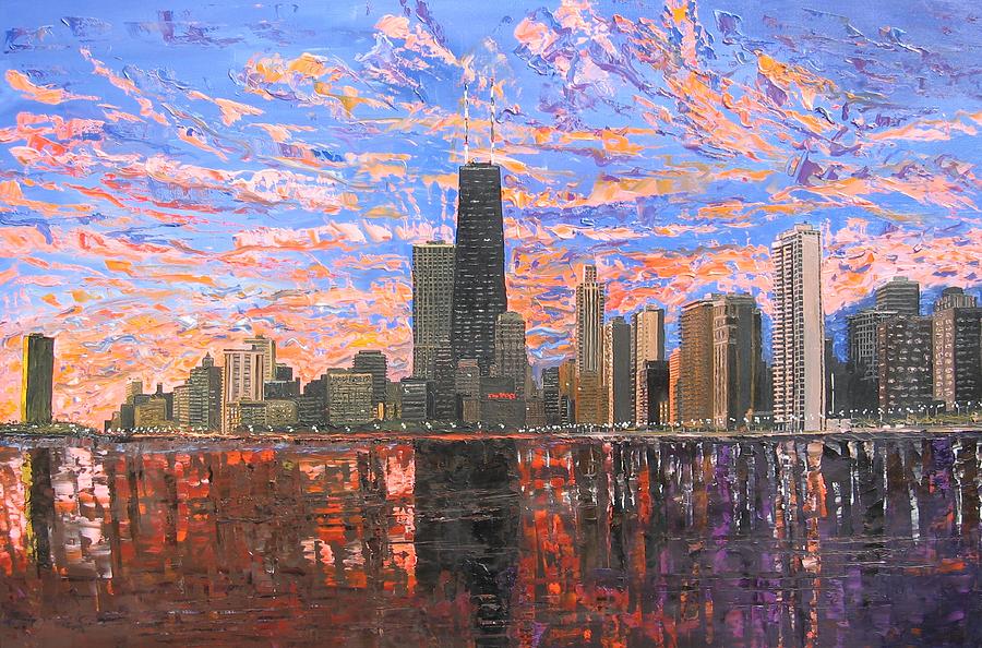 900x594 Chicago Skyline - Chicago Cityscape Painting