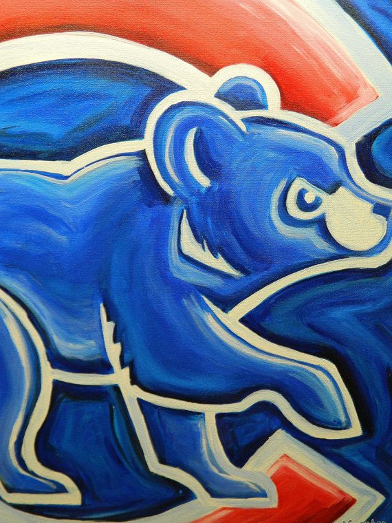 570x760 Chicago Cubs Painting Sports Art Baseball By Crockerart On Etsy - Chicago Cubs Painting