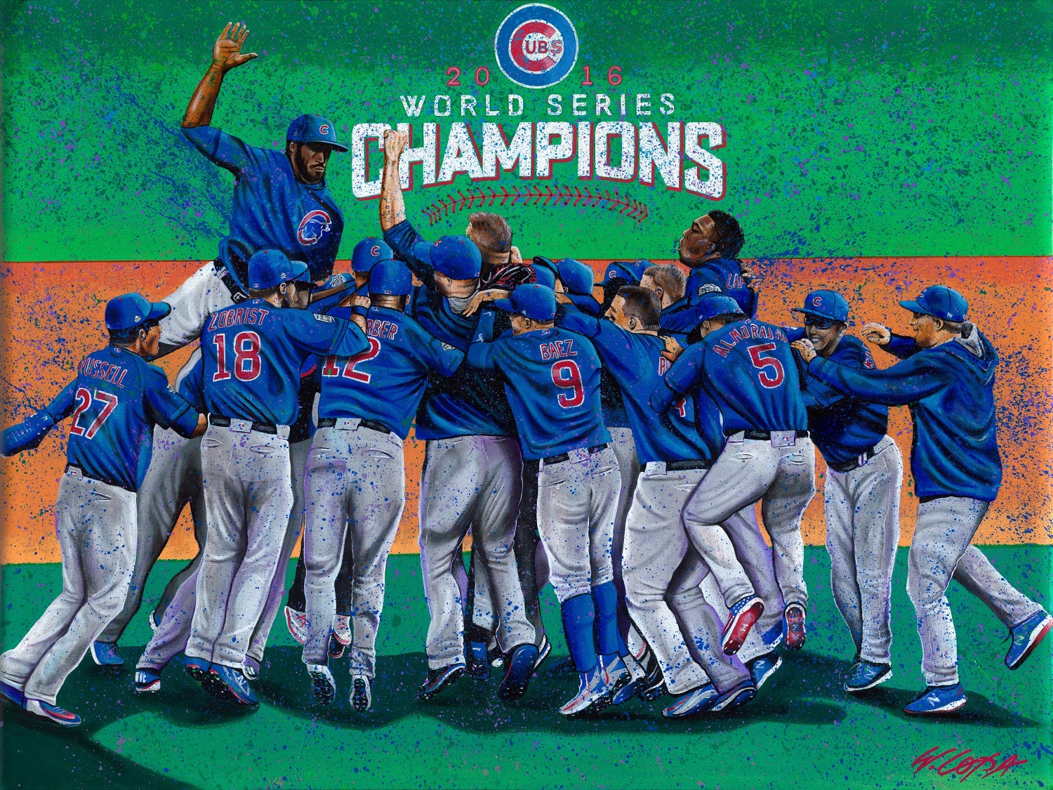 1500x1125 Lopa Studios Chicago Cubs World Series Championship Art Details, Info - Chicago Cubs Painting
