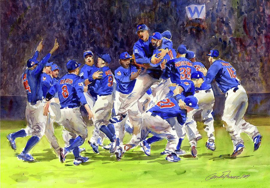 900x629 Celebrate Chicago Cubs World Series Champs Painting By Gordon France - Chicago Cubs Painting
