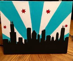 236x196 Chicago Flag Skyline - Chicago Flag Painting